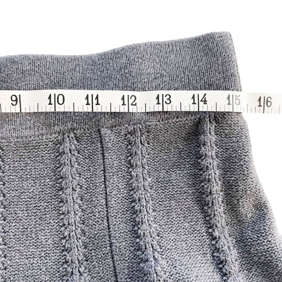 CAbi Gray A Line Cable Knit Sweater Mini Skirt Womens Size Small Pleated Pull On - Picture 6 of 8